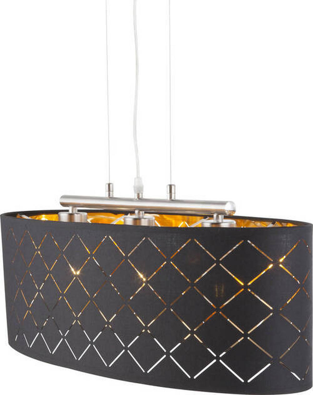 LED-HÄNGLAMPA 65/25/140 cm  - svart/guldfärgad, Design, metall/textil (65/25/140cm) - Globo