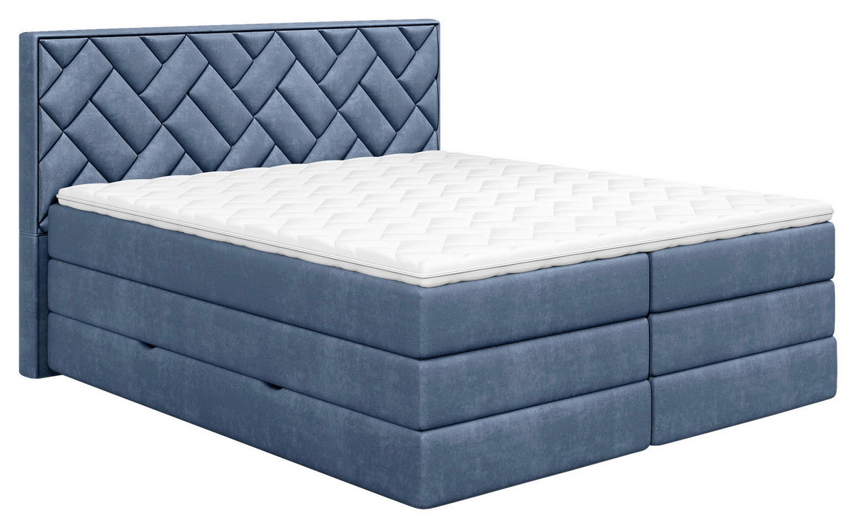 BOXSPRINGBETT 180/200 cm  in Dunkelblau  - Schwarz/Dunkelblau, Modern, Holzwerkstoff/Kunststoff (180/200cm) - MID.YOU