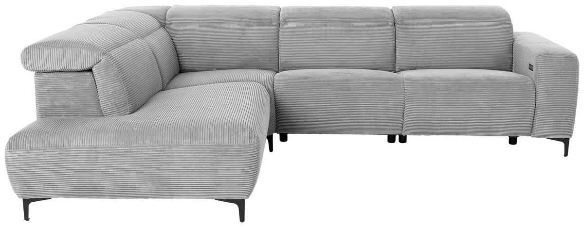 ECKSOFA Grau Cord  - Schwarz/Grau, Design, Textil (223/290cm) - Pure Home Lifestyle