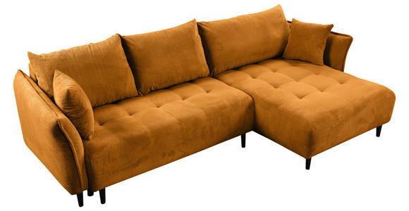 ECKSOFA Currygelb Chenille - Currygelb/Schwarz, KONVENTIONELL, Holz/Textil (290/160cm) - Carryhome