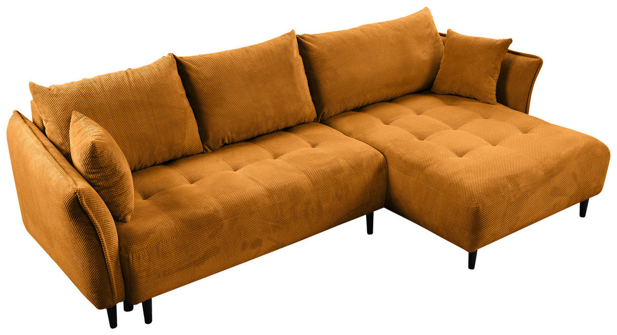 ECKSOFA in Chenille Currygelb  - Currygelb/Schwarz, Konventionell, Holz/Textil (290/160cm) - MID.YOU