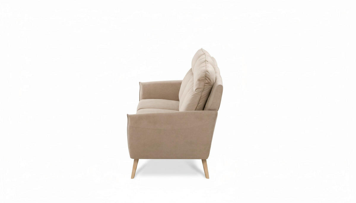 3-SITZER-SOFA  in Mikrofaser Beige Skandinavisch, Modern  - Beige/Buchefarben, Design, Holz/Textil (202/110/92cm) - Livetastic