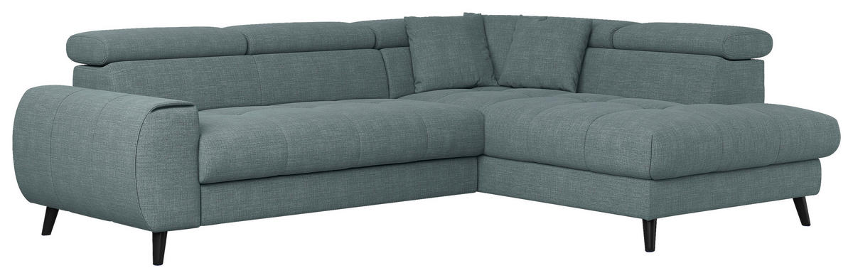 ECKSOFA in Flachgewebe Blau  - Blau/Schwarz, Design, Textil/Metall (246/195cm) - Livetastic