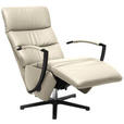 RELAXSESSEL in Leder Creme  - Creme/Schwarz, Design, Leder/Metall (64/112/80cm) - Cantus