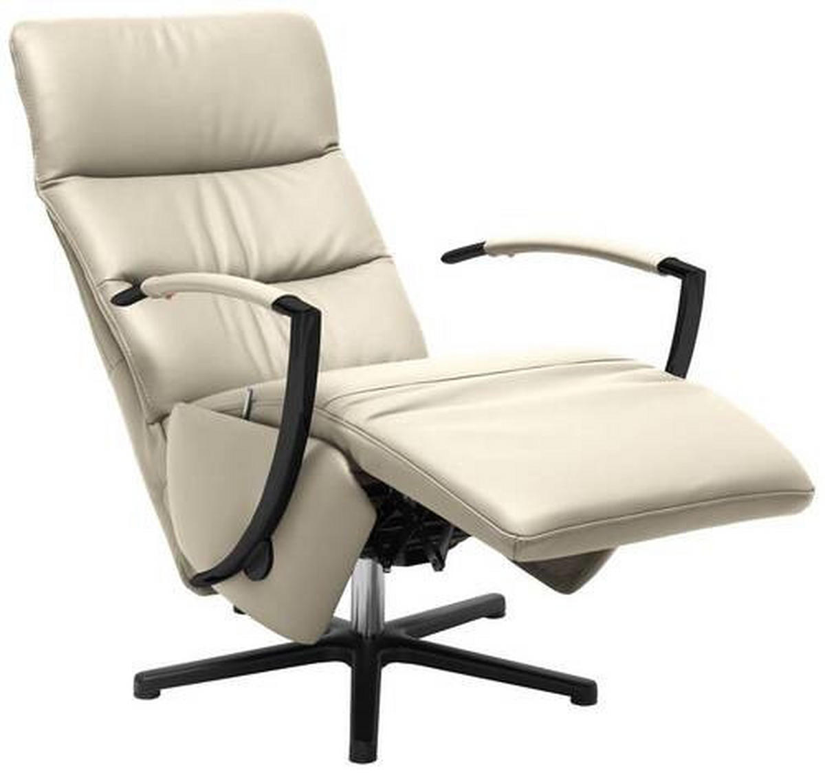 RELAXSESSEL in Leder Creme  - Creme/Schwarz, Design, Leder/Metall (64/112/80cm) - Cantus