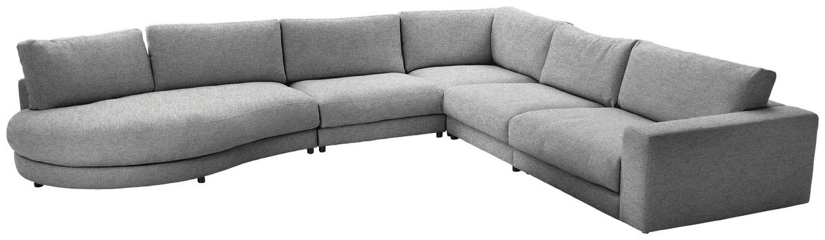 ECKSOFA in Flachgewebe Grau  - Schwarz/Grau, Design, Kunststoff/Textil (425/365cm) - Lomoco