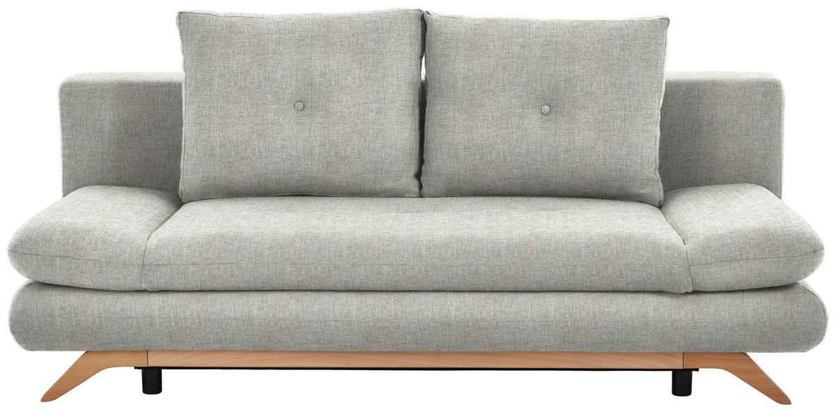 KANAPÉÁGY textil bézs  - bézs/bükkszínű, Konventionell, textil/fa (205/86/94cm) - Carryhome