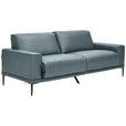 2,5-SITZER in Leder Blau  - Blau/Schwarz, Design, Leder/Metall (200/102/92cm) - Johann Jakob