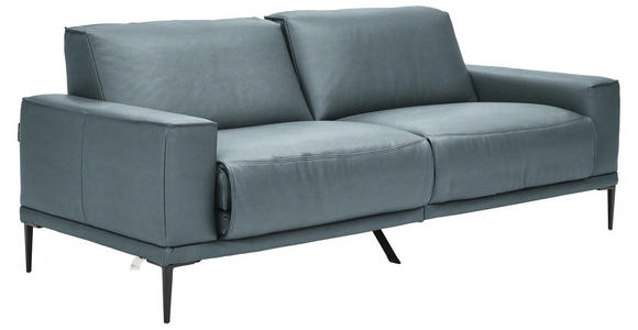 2,5-SITZER in Leder Blau - Blau/Schwarz, Design, Leder/Metall (200/102/92cm) - Johann Jakob