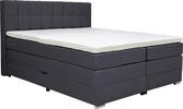 BOXSPRINGBETT 180/200 cm  in Schwarz  - Alufarben/Schwarz, KONVENTIONELL, Kunststoff/Textil (180/200cm) - Carryhome