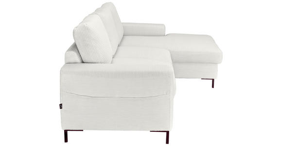 ECKSOFA Creme Cord  inkl. Rückenkissen, Bettkasten, Schlaffunktion, Rücken echt, Liegefläche im Originalstoff  - Creme/Schwarz, KONVENTIONELL, Textil/Metall (240/150cm) - Carryhome