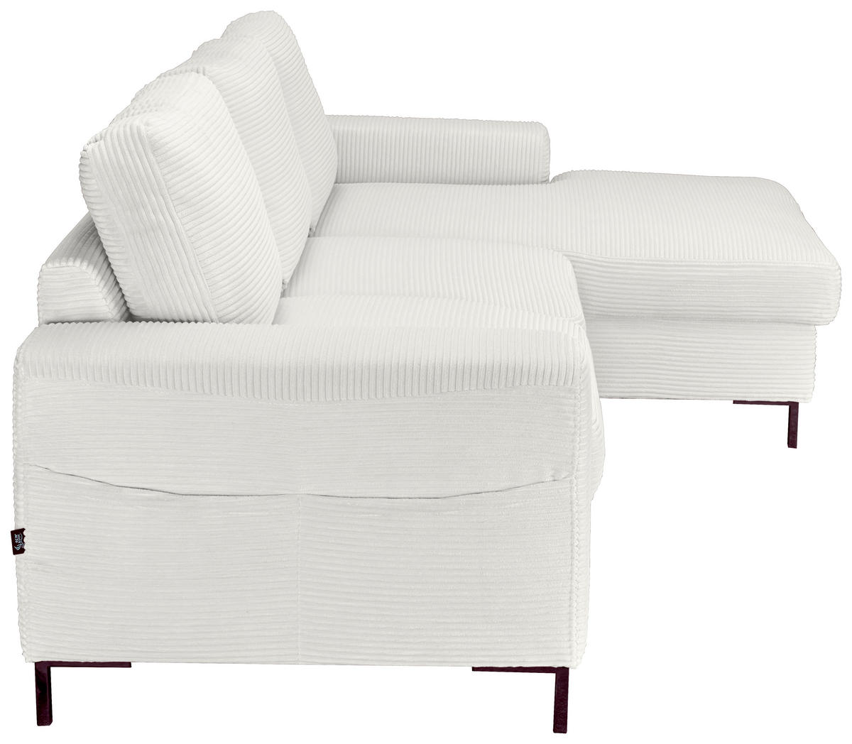 ECKSOFA Creme Cord  - Creme/Schwarz, KONVENTIONELL, Textil/Metall (240/150cm) - Carryhome