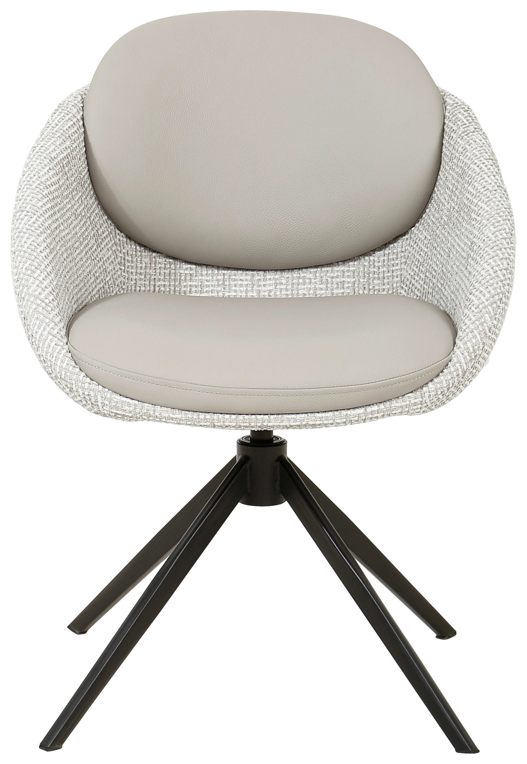 ARMLEHNSTUHL  in Eisen Leinenoptik Echtleder pigmentiert  - Beige/Schwarz, Design, Leder/Textil (60/80,5/62cm) - Novel