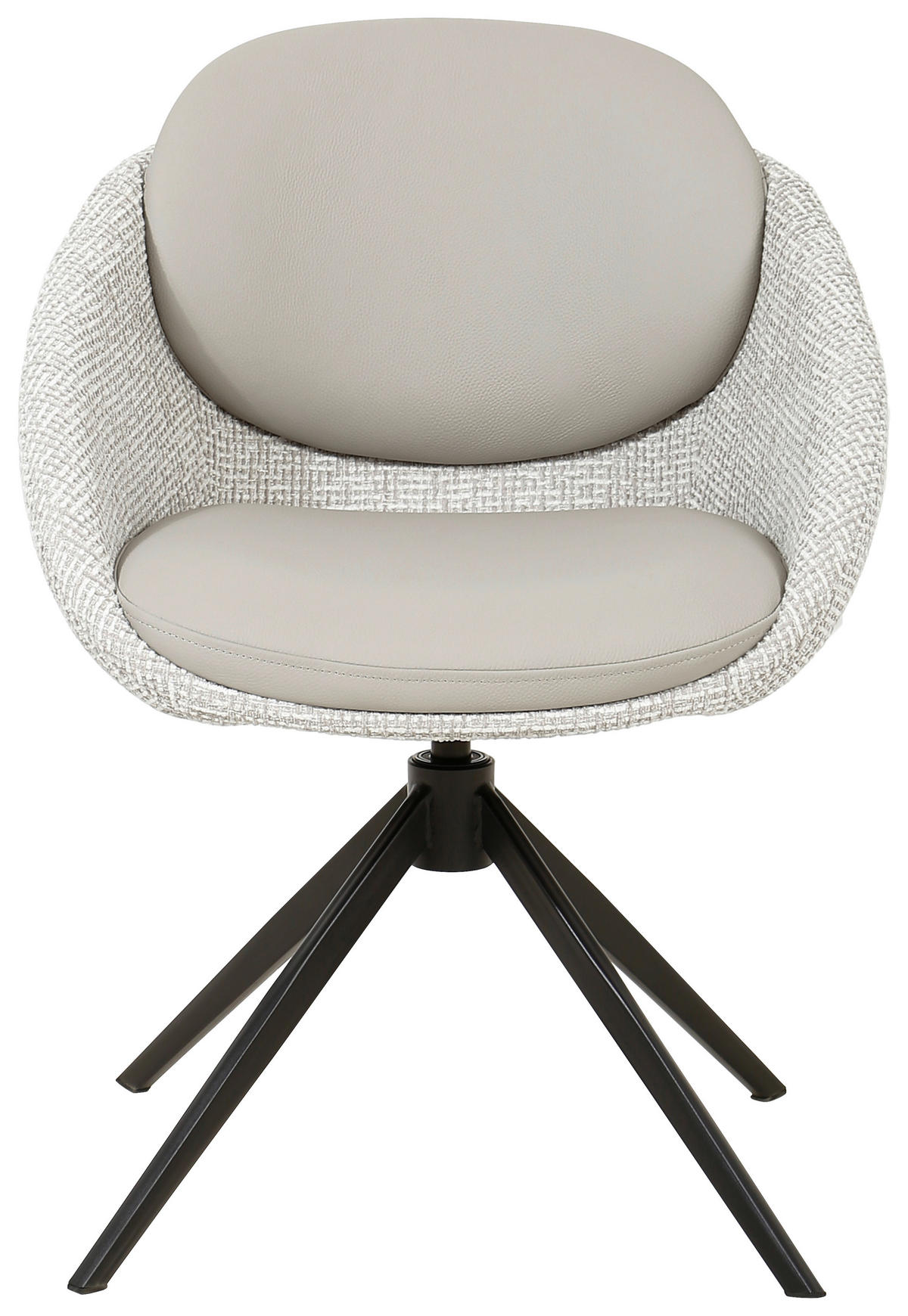 ARMLEHNSTUHL  in Eisen Leinenoptik Echtleder pigmentiert  - Beige/Schwarz, Design, Leder/Textil (60/80,5/62cm) - Novel
