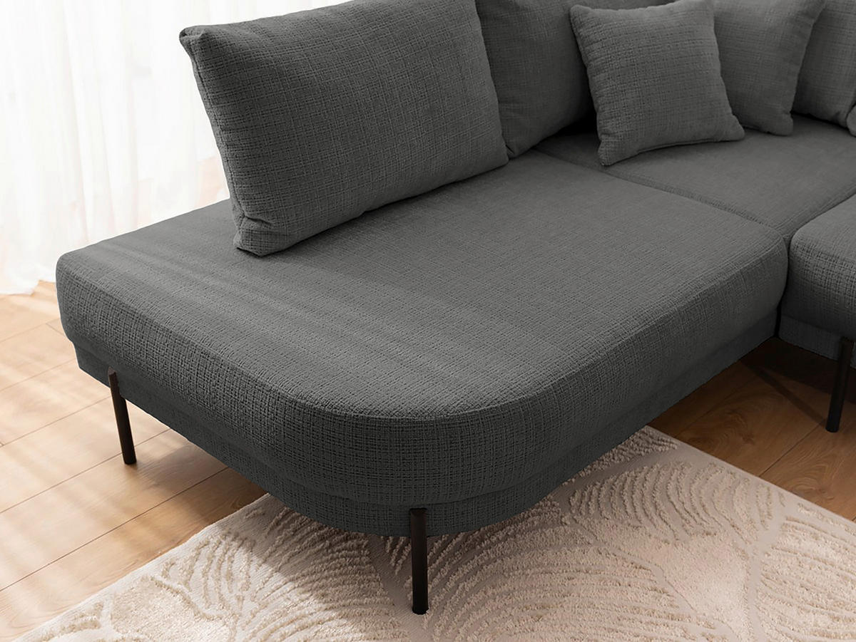 ECKSOFA Mauris Grau Chenille Rückenkissen  - Schwarz/Grau, Design, Kunststoff/Textil (200/233cm) - Livetastic