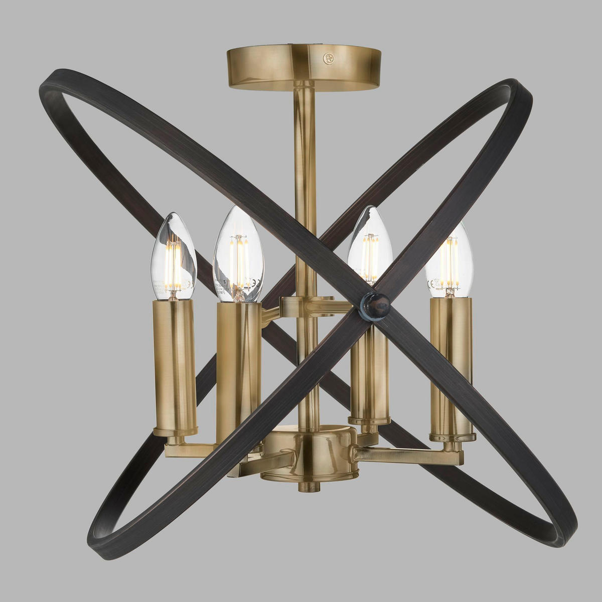 DECKENLEUCHTE Hoopla 45/33/45 cm   - Bronzefarben/Braun, Design, Metall (45/33/45cm) - Searchlight