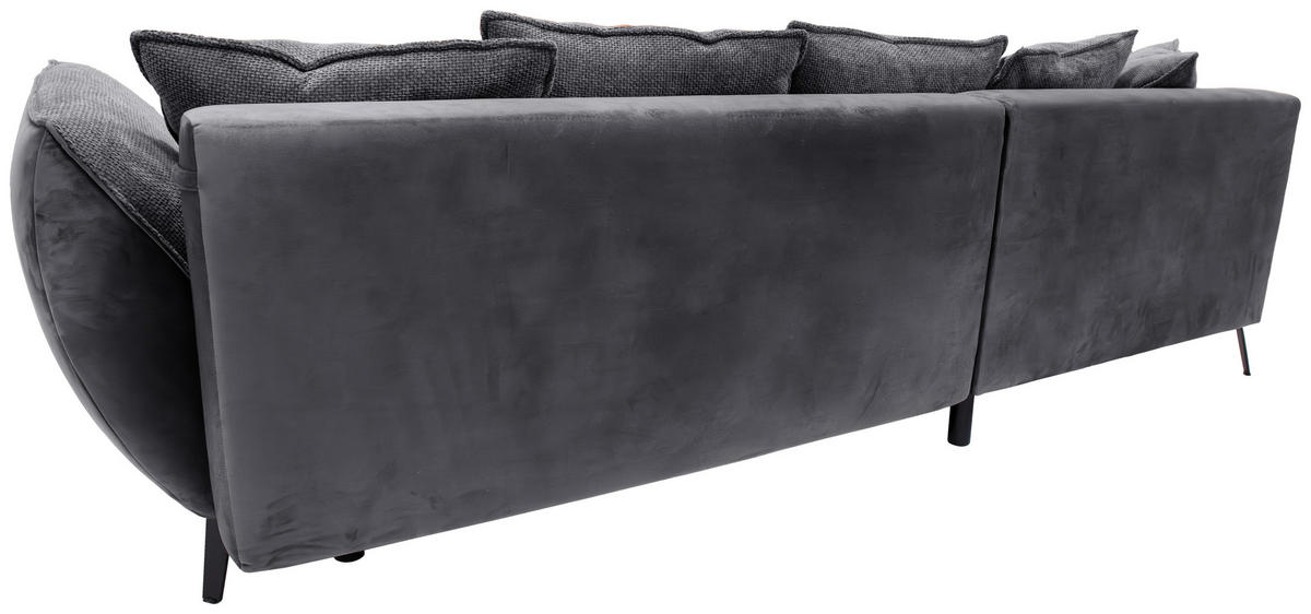 ECKSOFA in Struktur Graphitfarben, Grau  - Graphitfarben/Schwarz, Design, Textil/Metall (282/187cm) - Livetastic