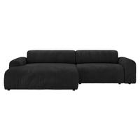 ECKSOFA in Cord Schwarz  178/292 cm  - Schwarz, Design, Kunststoff/Textil (178/292cm) - home24
