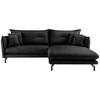 ECKSOFA Schwarz Lederlook  - Schwarz, MODERN, Textil/Metall (255/180cm) - Livetastic