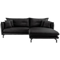 ECKSOFA Schwarz Lederlook  - Schwarz, MODERN, Textil/Metall (255/180cm) - Livetastic