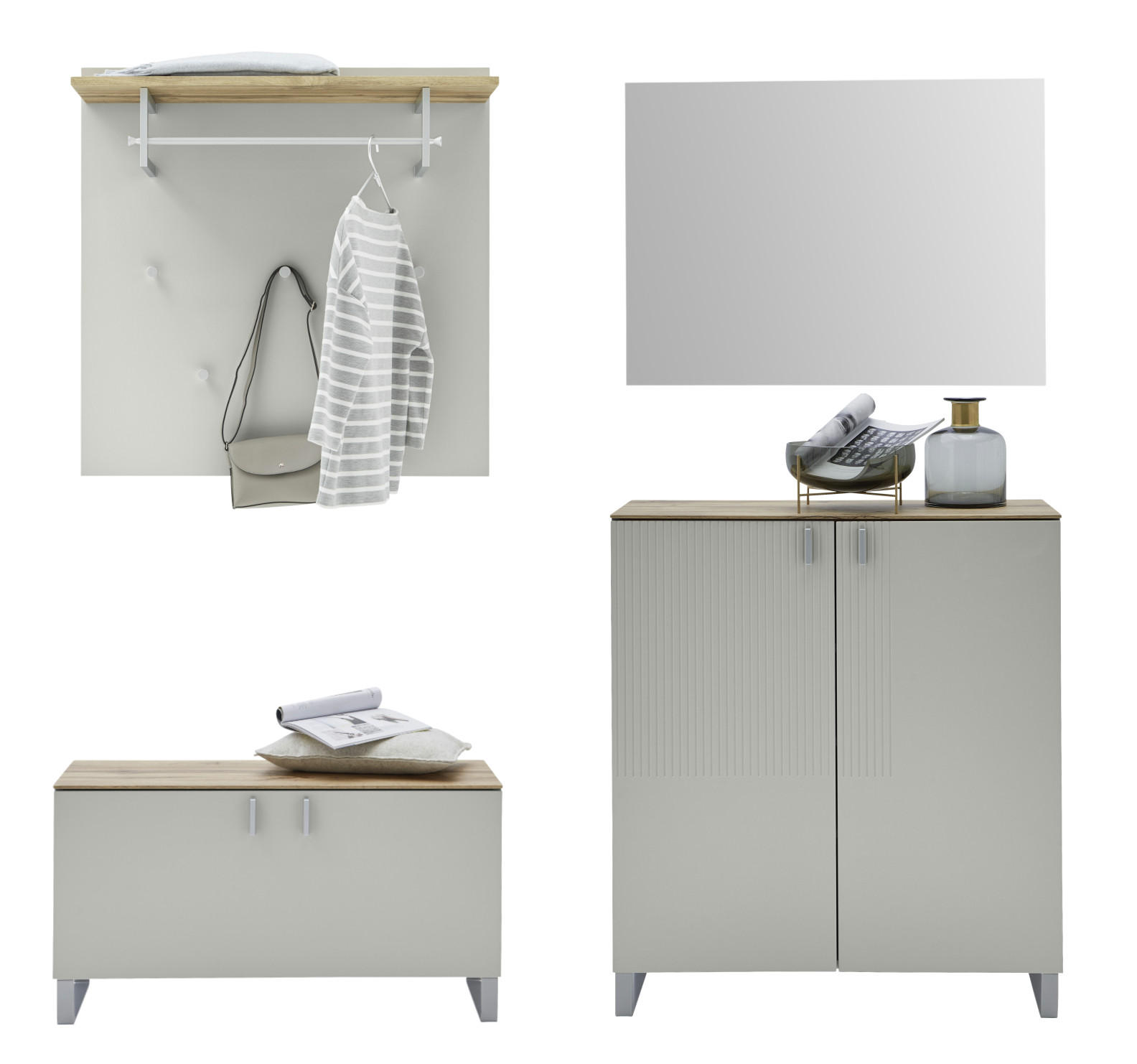 GARDEROBE 4-teilig  in 200/192/36 cm  - Sandfarben/Eichefarben, Design, Holz/Holzwerkstoff (200/192/36cm) - Dieter Knoll
