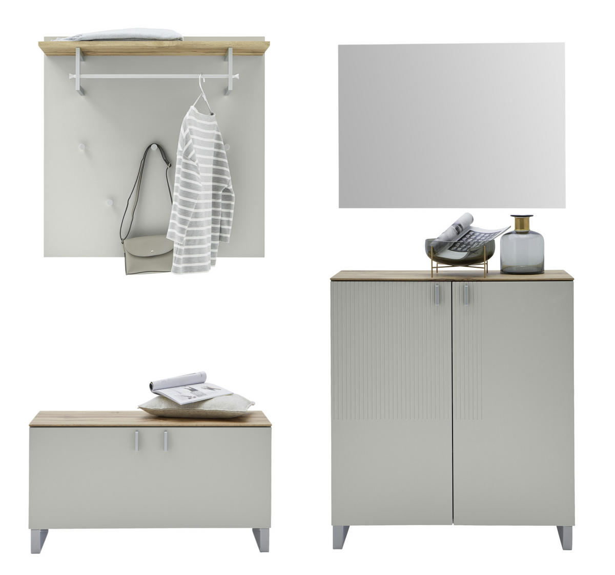 GARDEROBE 4-teilig  in 200/192/36 cm  - Sandfarben/Eichefarben, Design, Holz/Holzwerkstoff (200/192/36cm) - Dieter Knoll
