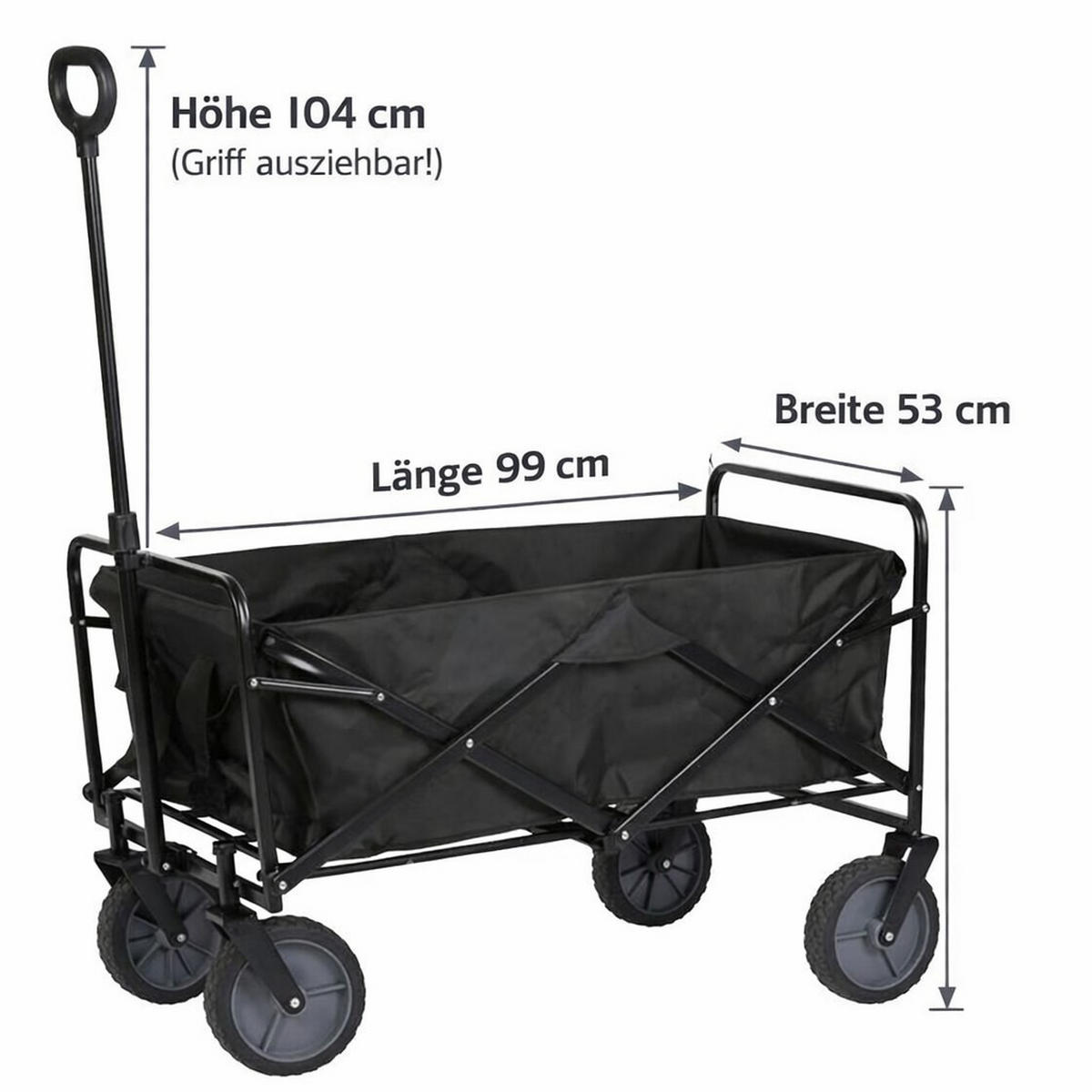 BOLLERWAGEN Schwarz 99/53/105 cm  - Schwarz, Basics, Kunststoff/Metall (99/53/105cm)