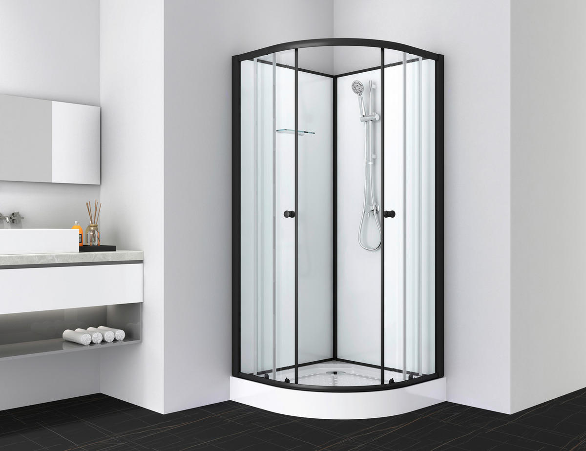 DUSCHKABINE 80/203/80 cm  in Schwarz  - Schwarz, Basics, Glas (80/203/80cm)