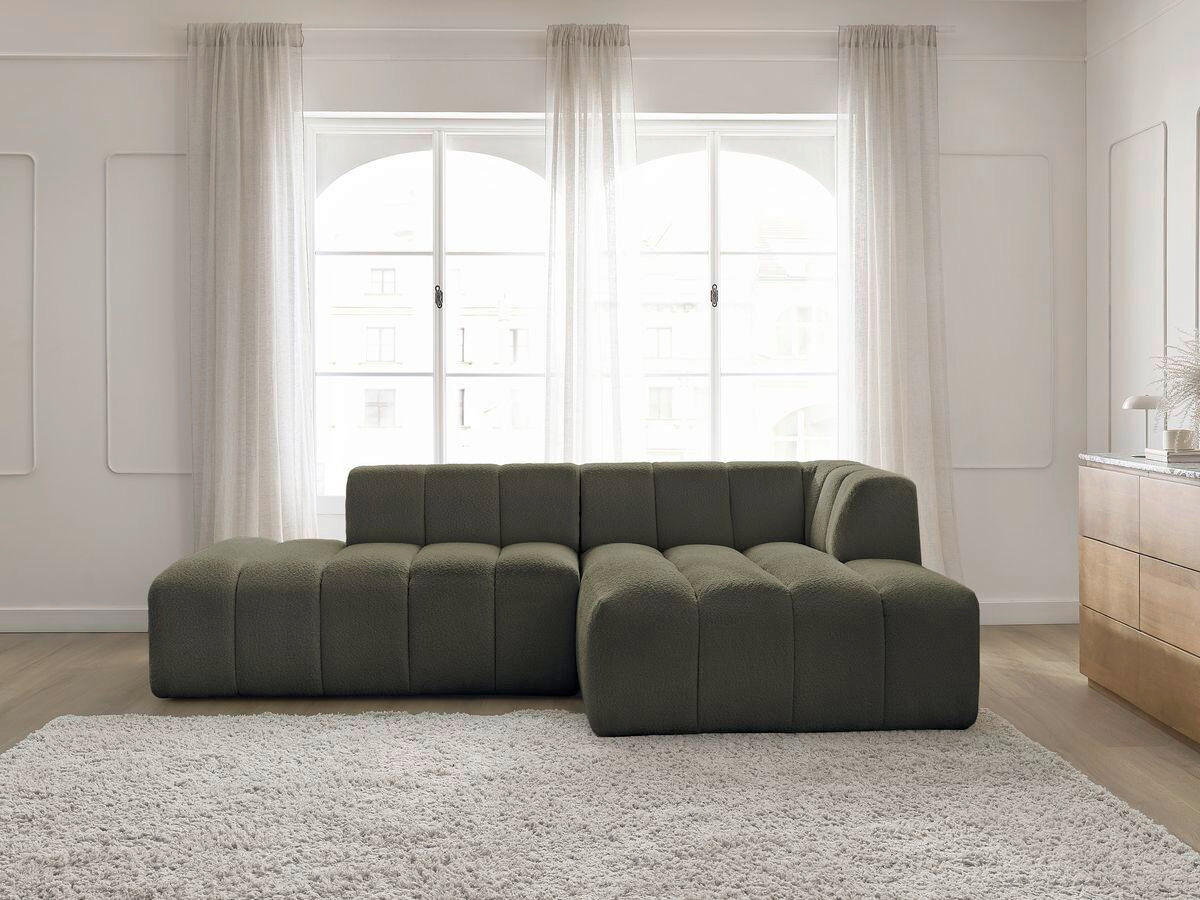 ECKSOFA  ANNECY Grün Bouclé  - Schwarz/Grün, MODERN, Kunststoff/Textil (262/170cm)