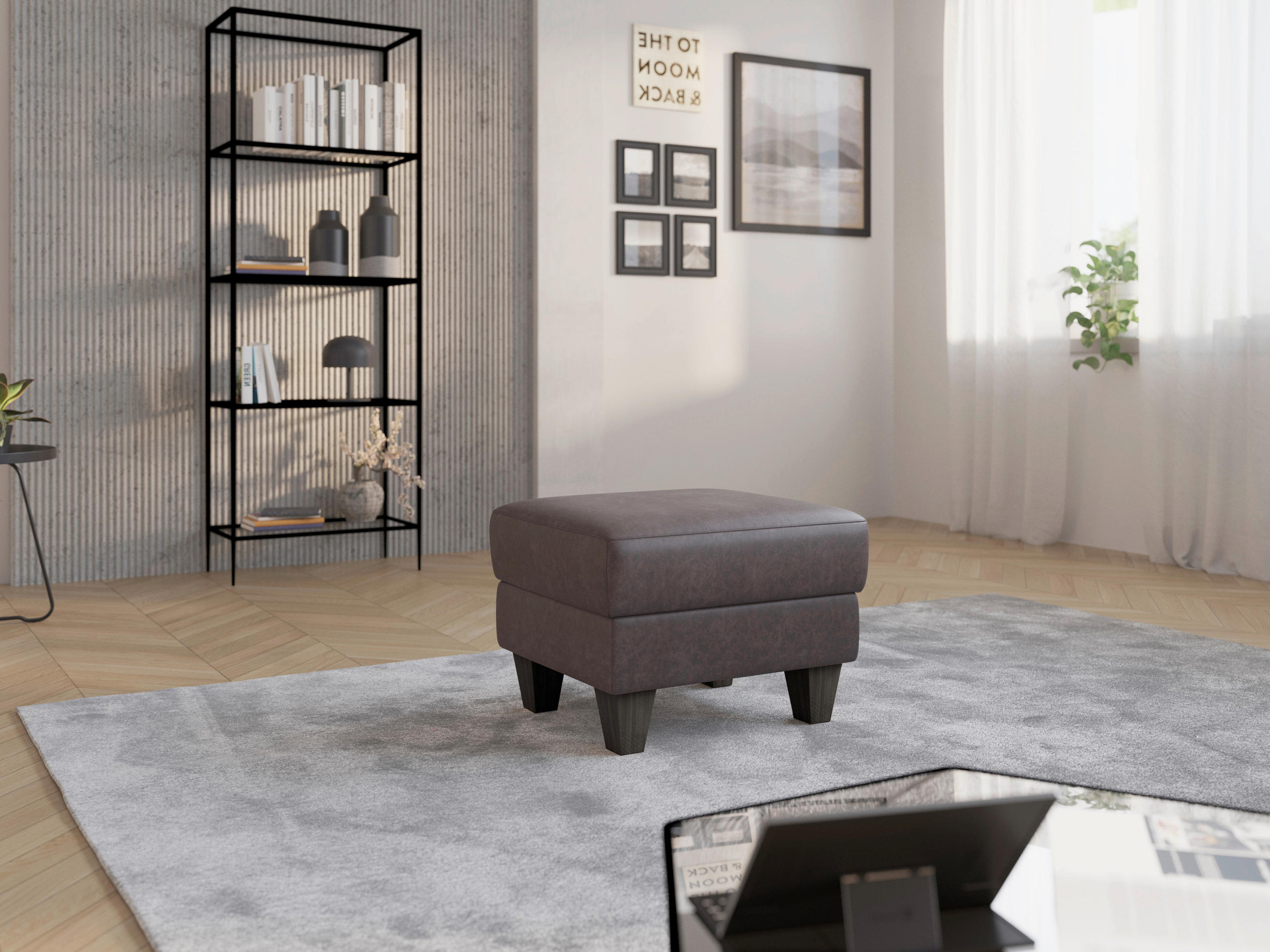 HOCKER Textil Braun  - Wengefarben/Braun, Konventionell, Holz/Textil (58/48/58cm) - Sit & More