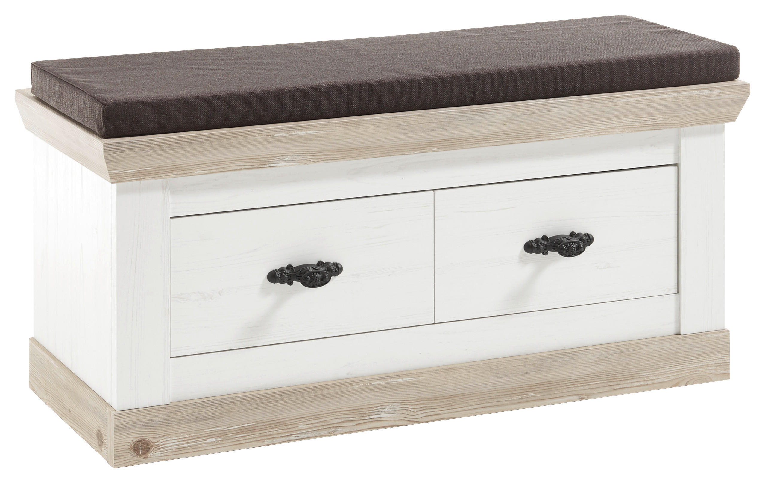 GARDEROBENBANK - Hellbraun/Schwarz, Design, Textil/Metall (107/55/45cm) - MID.YOU