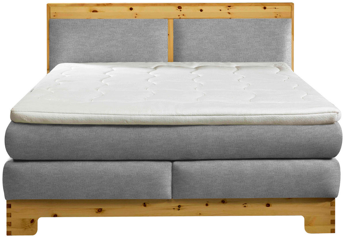 BOXSPRINGBETT 160/200 cm  in Hellgrau  - Hellgrau, Natur, Holz/Textil (160/200cm) - Linea Natura