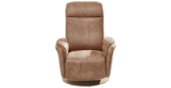 RELAXSESSEL Mikrofaser Relaxfunktion - Eichefarben/Beige, KONVENTIONELL, Holz/Textil (80/106/88cm) - Voleo