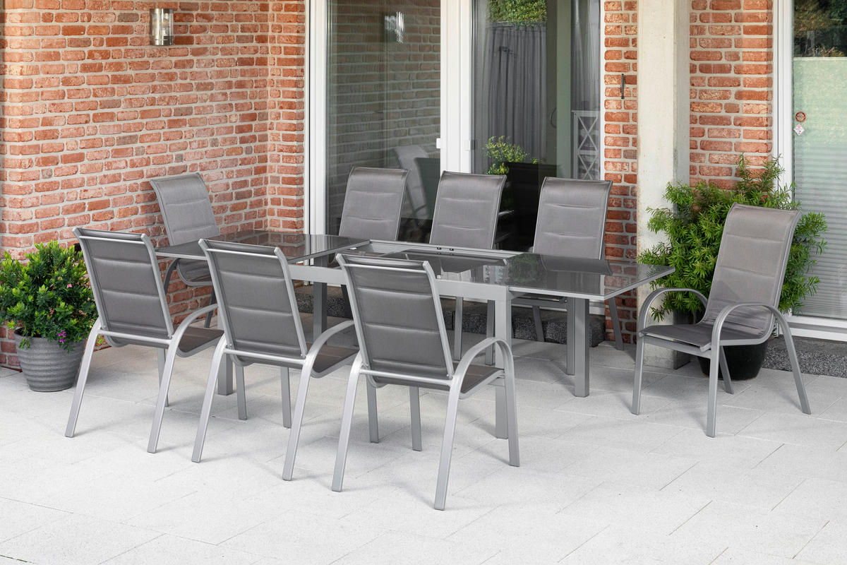 GARTENSET Aluminium  - Silberfarben/Braun, MODERN, Textil/Metall - Gardenson