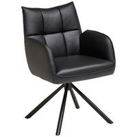 STOLICA S NASLONOM ZA RUKE  crna  koža      - crna, Moderno, koža/metal (58,5/87,5/61cm) - Livetastic