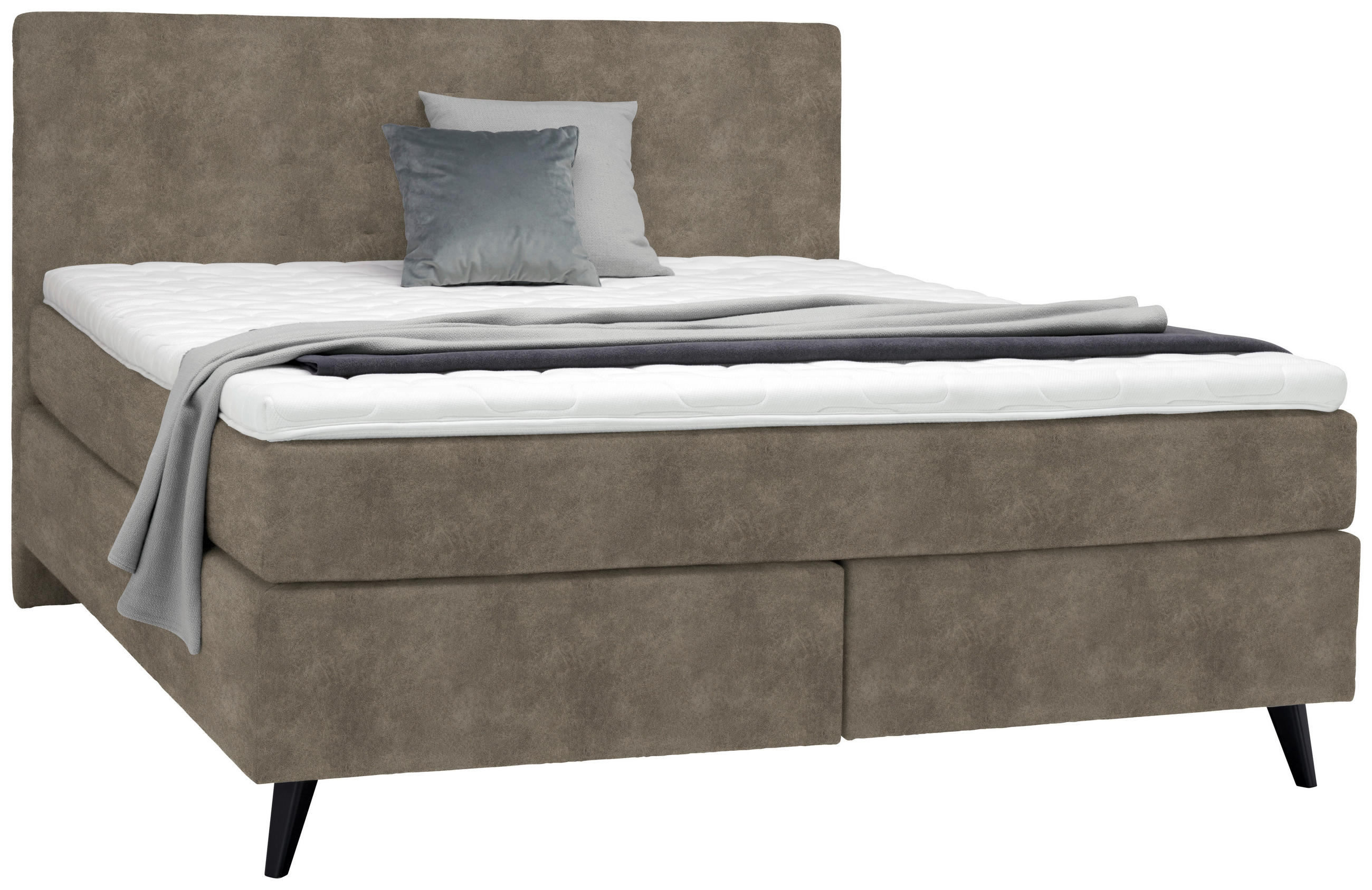 BOXSPRINGBETT 180/200 cm  in Taupe  - Taupe/Schwarz, KONVENTIONELL, Holz/Textil (180/200cm) - Voleo
