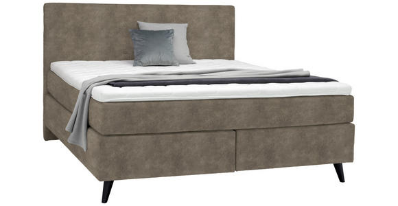 BOXSPRINGBETT 180/200 cm  in Taupe  - Taupe/Schwarz, KONVENTIONELL, Holz/Textil (180/200cm) - Voleo