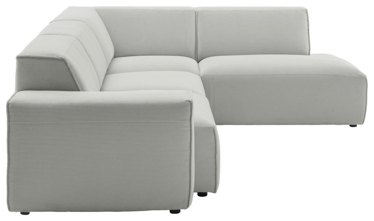 ECKSOFA in Cord Hellgrau  270/210 cm  - Hellgrau/Schwarz, Design, Kunststoff/Textil (270/210cm) - Pure Home Lifestyle