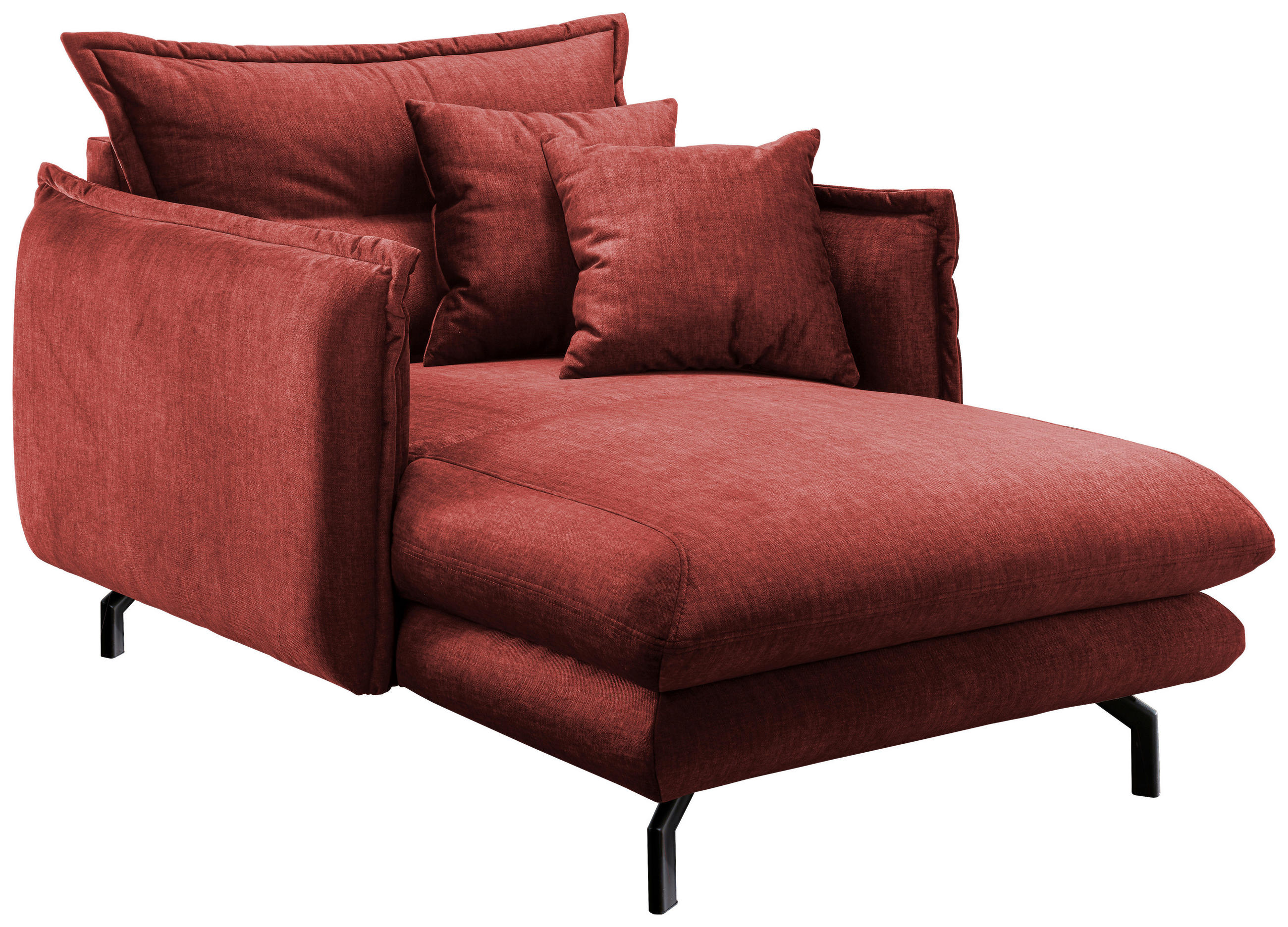 XXL-SESSEL Velours Koralle    - Koralle/Schwarz, MODERN, Textil/Metall (111/101/167cm) - Livetastic