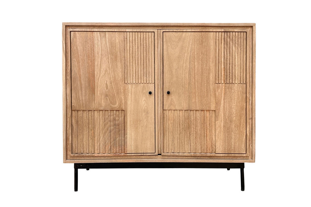 KOMMODE , 100/90/40 cm,  - Schwarz/Naturfarben, Design, Holz/Metall (100/90/40cm) - MID.YOU