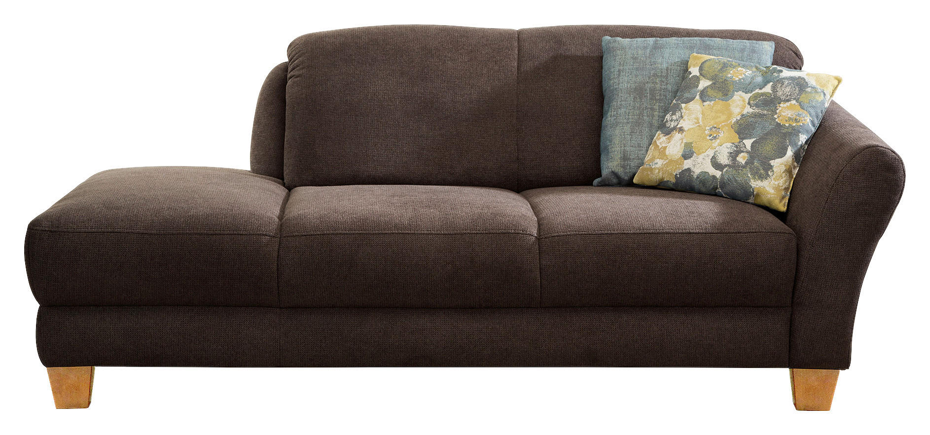 RÉCAMIERE in Flachgewebe Dunkelbraun  - Dunkelbraun/Naturfarben, Konventionell, Holz/Textil (194/84/91cm) - Sit & More