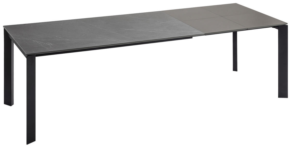 ESSTISCH in Metall, Keramik 160-250/90/75 cm  - Dunkelgrau/Schwarz, Design, Keramik/Metall (160-250/90/75cm) - Novel