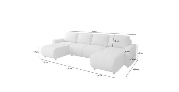 WOHNLANDSCHAFT Creme Webstoff  - Creme/Schwarz, MODERN, Kunststoff/Textil (150/312/150cm) - Xora