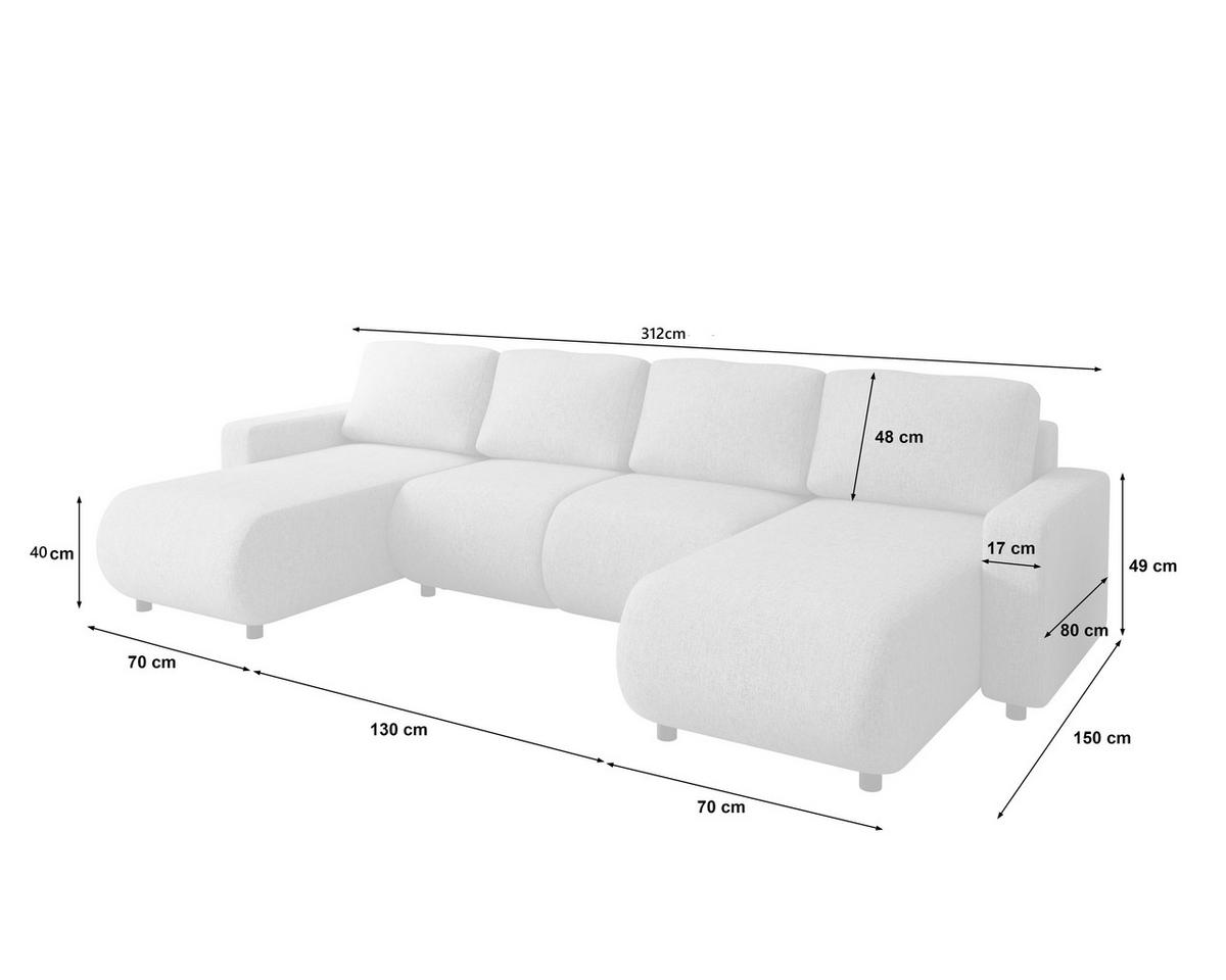 WOHNLANDSCHAFT Anthrazit Webstoff  - Anthrazit/Schwarz, MODERN, Kunststoff/Textil (150/312/150cm) - Xora