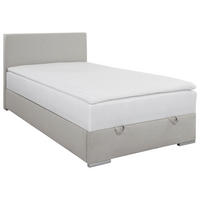 BOXBETT 120/200 cm,  in Ecru, Matratze, Bettkasten, Topper, H3 = fest  - Chromfarben/Ecru, KONVENTIONELL, Kunststoff/Textil (120/200cm) - Boxxx