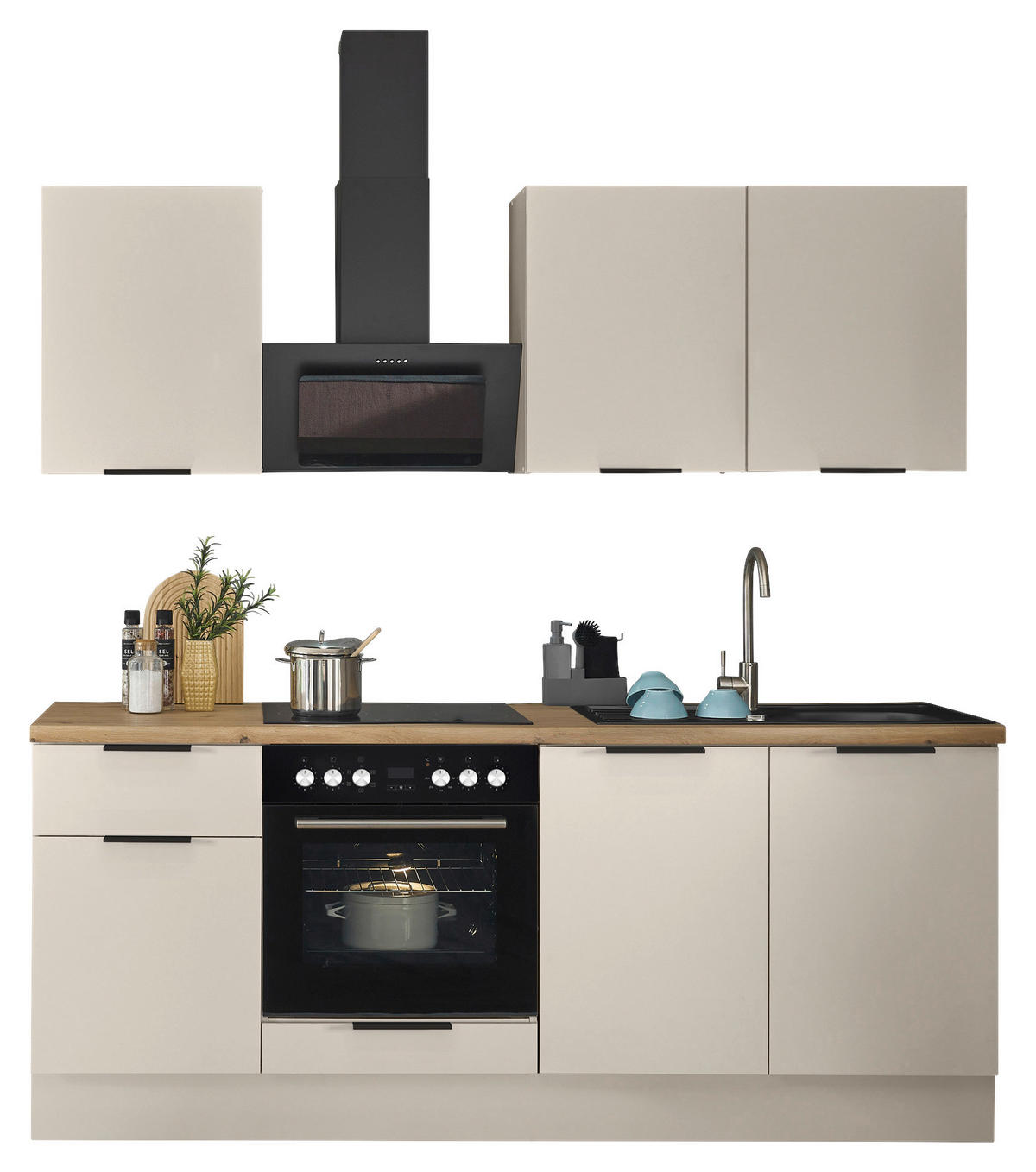 MODULKÖK UTAN VITVAROR   i kashmir  - svart/ek Artisan, Basics, metall/trämaterial (210/211/60cm) - Xora