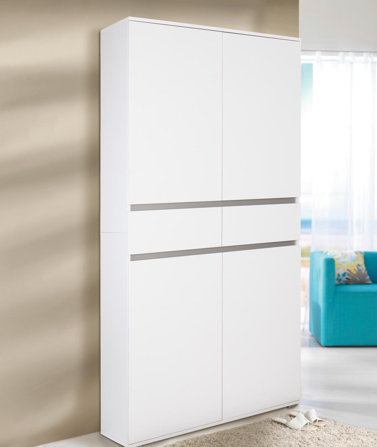 MEHRZWECKSCHRANK 100/200/37 cm  in Weiß  - Silberfarben/Weiß, KONVENTIONELL, Holzwerkstoff/Kunststoff (100/200/37cm) - Xora