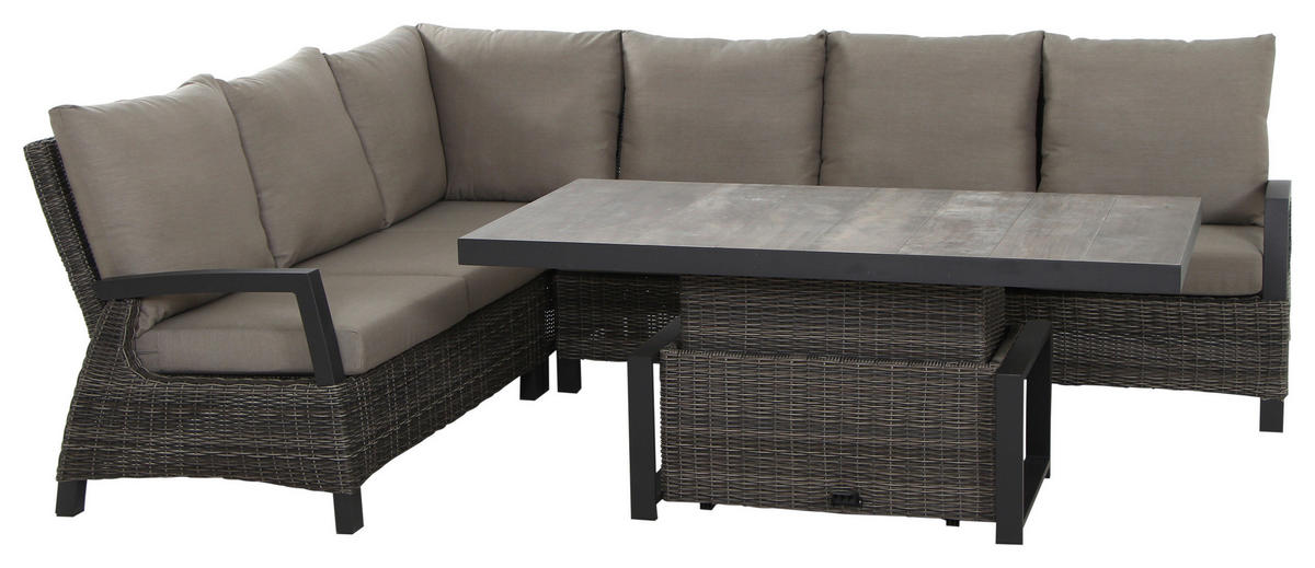 LOUNGEGARNITUR 5-teilig   83/103/160 cm Aluminium  - Grau, Basics, Keramik/Kunststoff (83/103/160cm) - Siena Garden