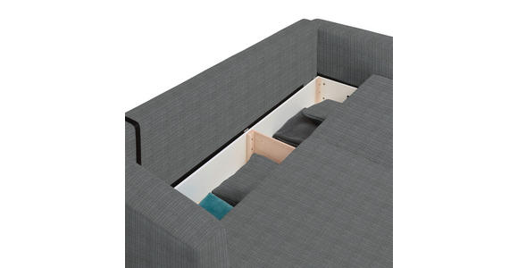 SCHLAFSOFA Cord Grau Zierkissen, Rückenkissen, Bettkasten, Schlaffunktion, Rücken echt  - Schwarz/Grau, Design, Kunststoff/Textil (250/92/105cm) - Carryhome