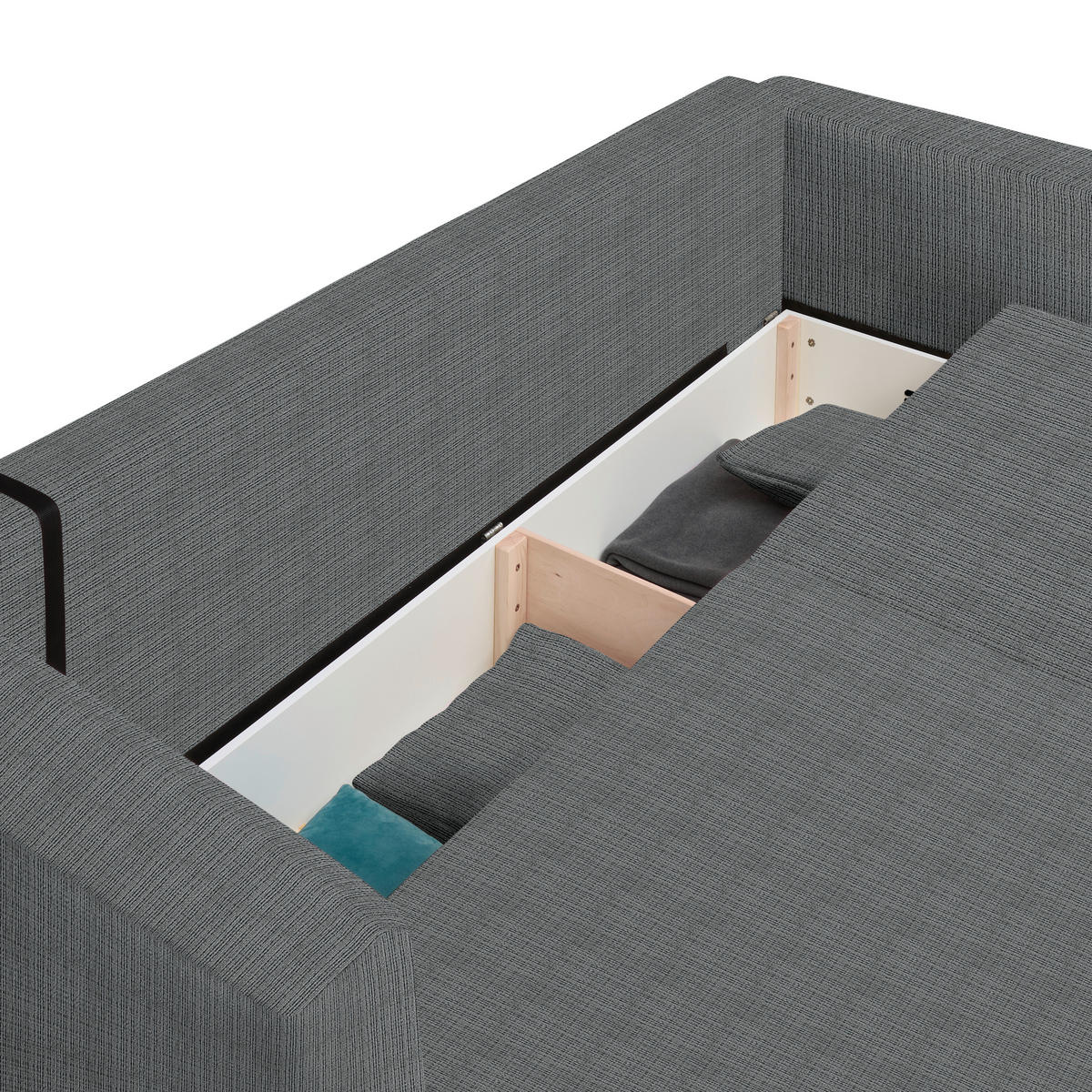 SCHLAFSOFA  mit Stoffauswahl, Schlafen auf Sitzhöhe, Rücken echt Cord Grau  - Schwarz/Grau, Design, Kunststoff/Textil (250/92/105cm) - Carryhome